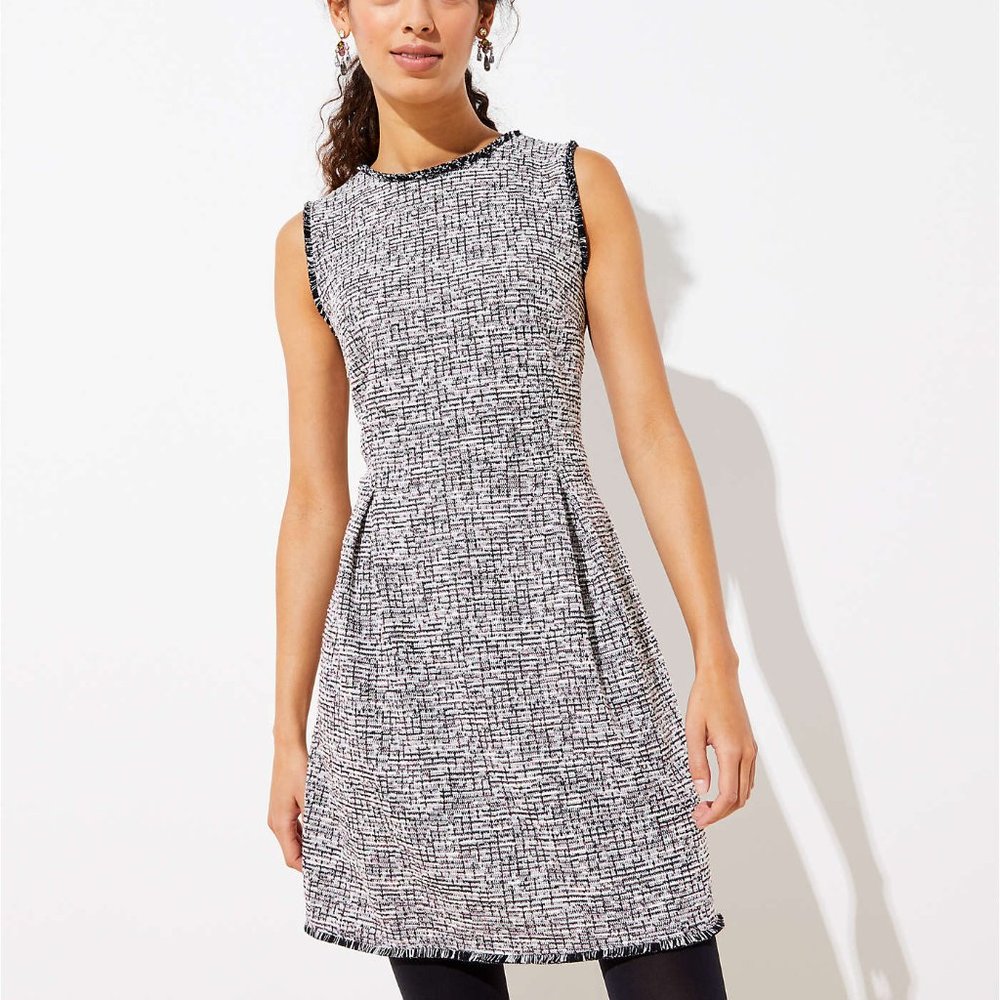 NWT LOFT Shimmer Boucle Flare Dress